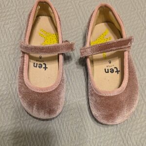 Girls Pink Velvet Dress Shoes